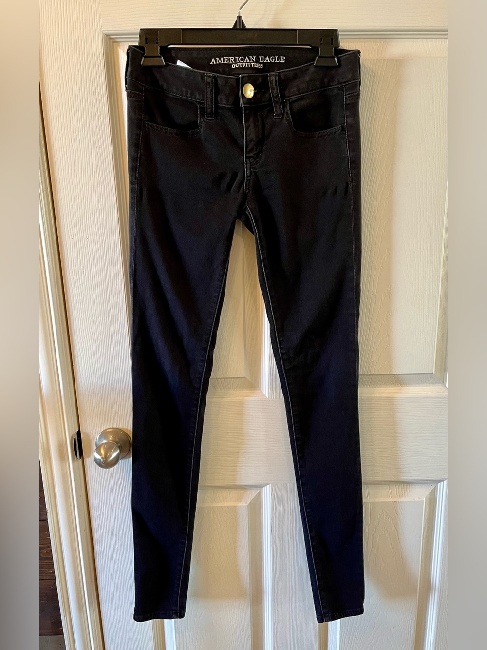 American Eagle Women's Black Skinny Jeans, Super Super Stretch Size 2X-Long